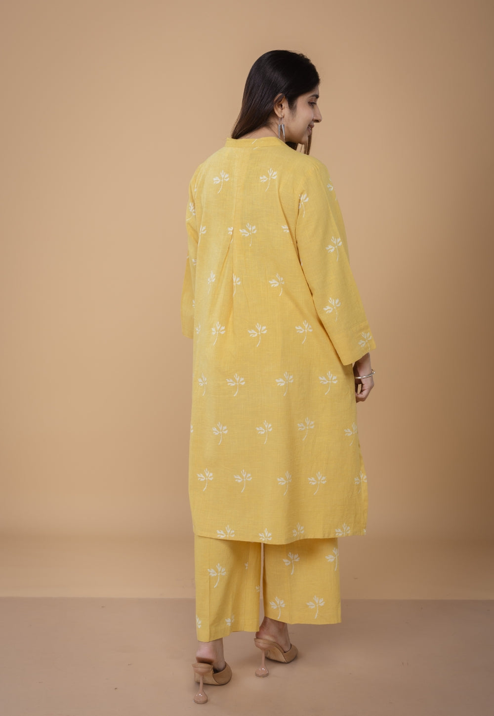 Ayaat Yellow Dabu Slub Cotton Anti-Fit Co-ord Set