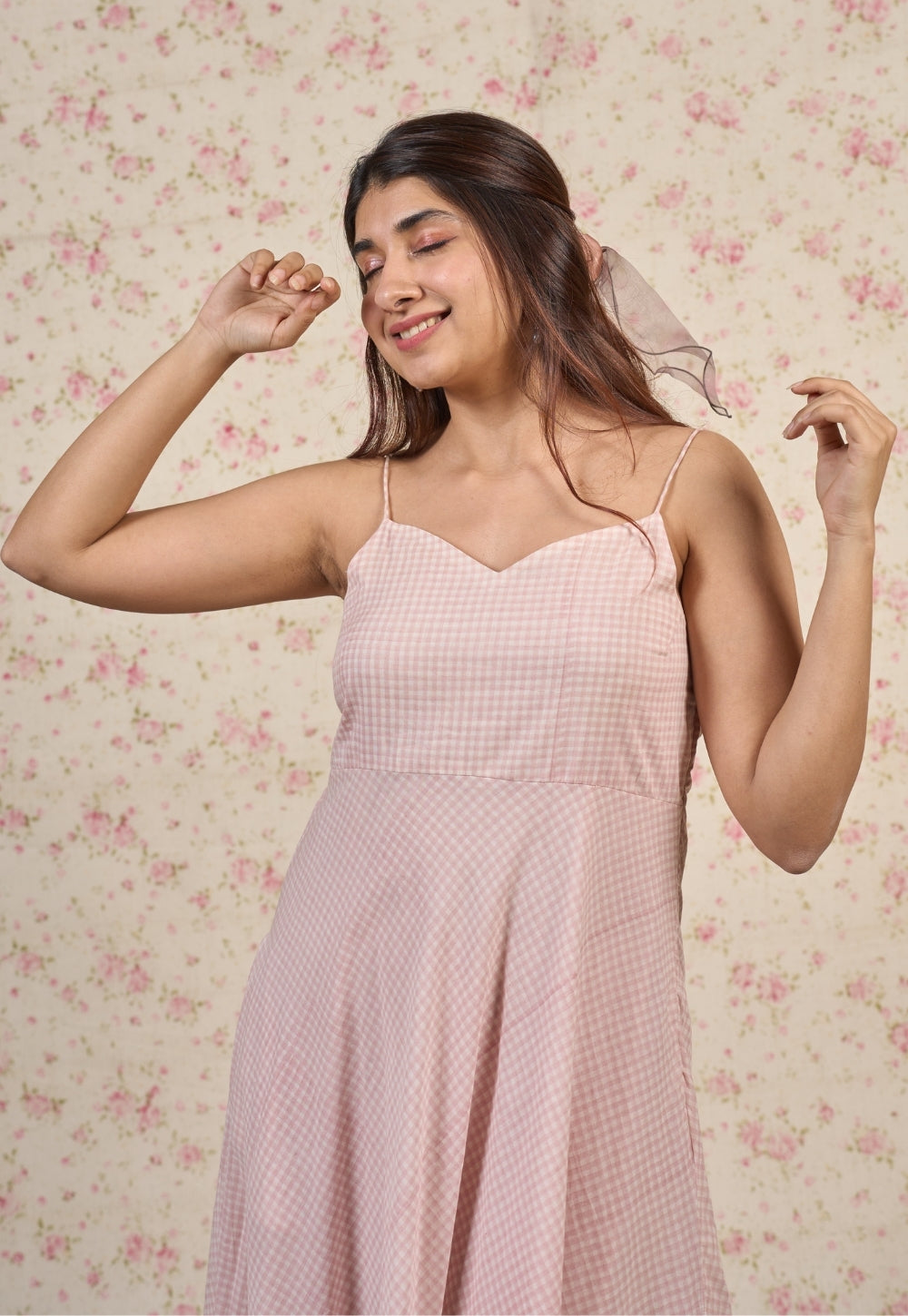 Eva Pink Sanganeri Mul Cotton A Line Dress