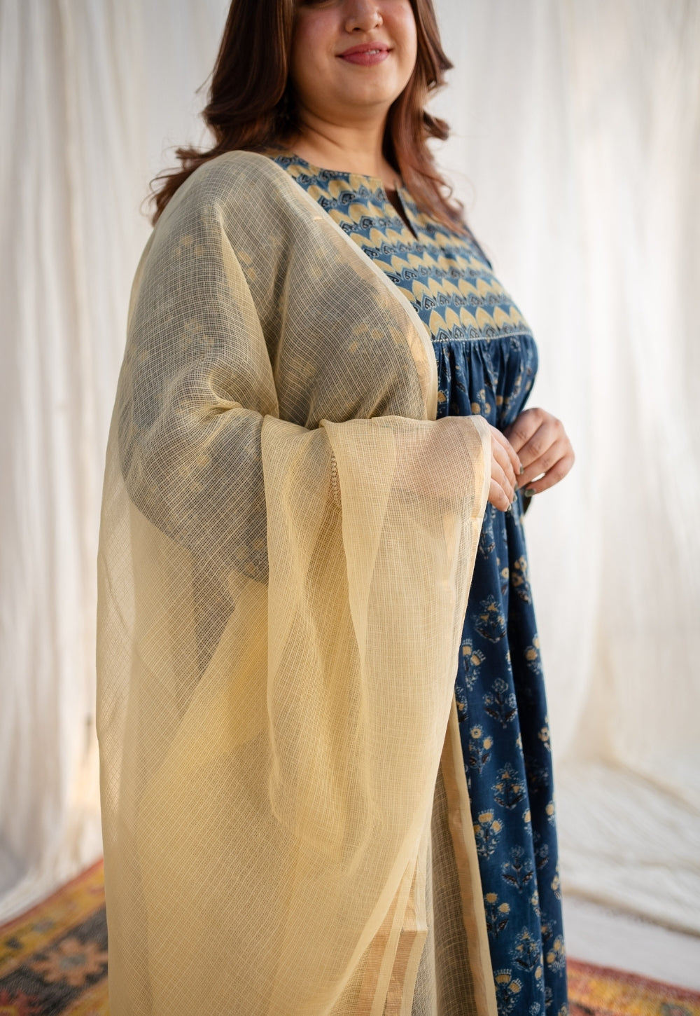 Yellow Kota Doria Cotton Dupatta