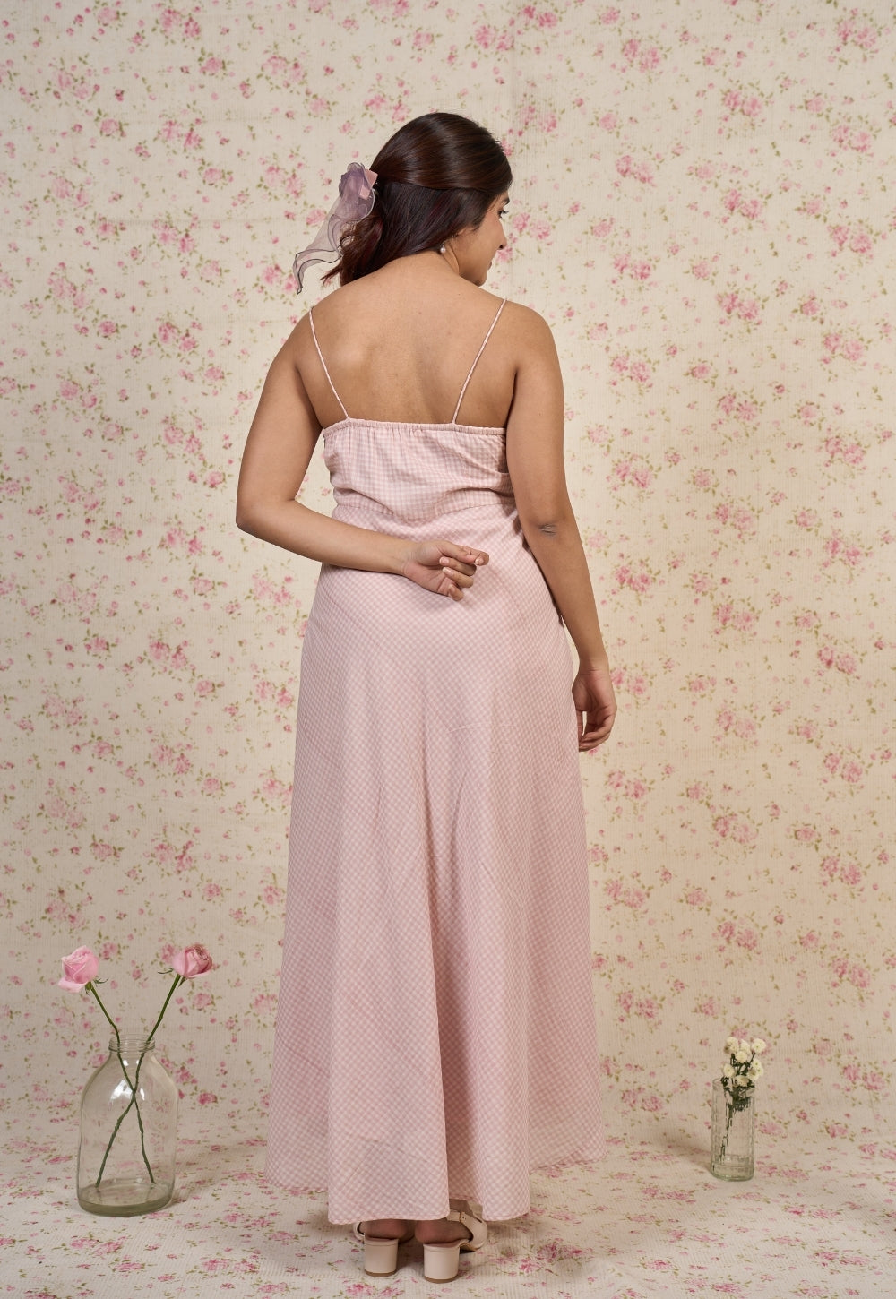 Eva Pink Sanganeri Mul Cotton A Line Dress