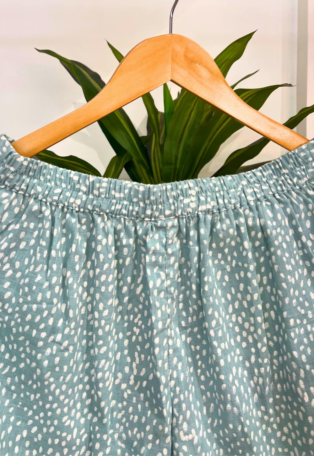 Yashi Blue Hand Block Print Slub Cotton Straight Pant