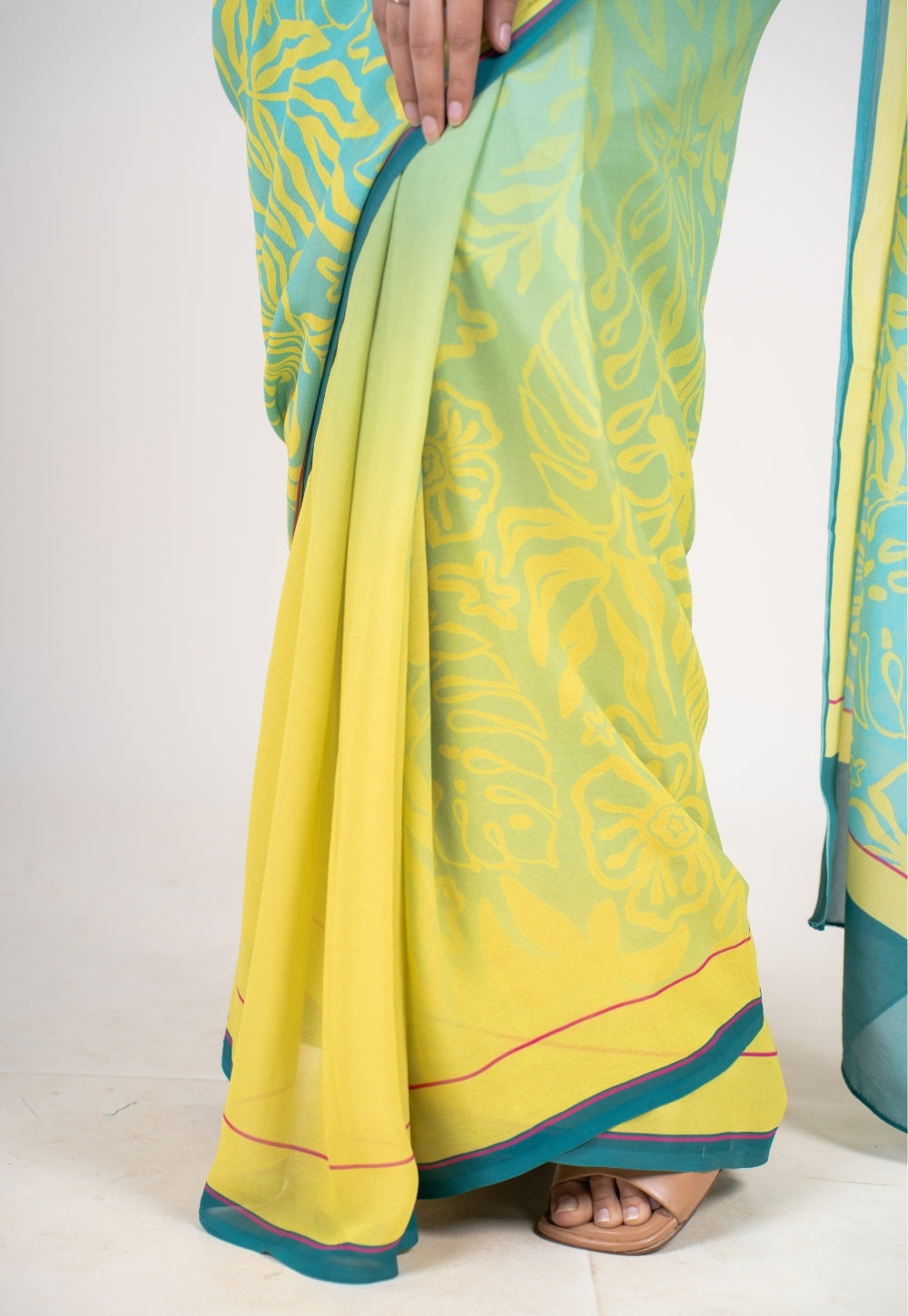 Mrinal Mint Green Georgette Printed Saree