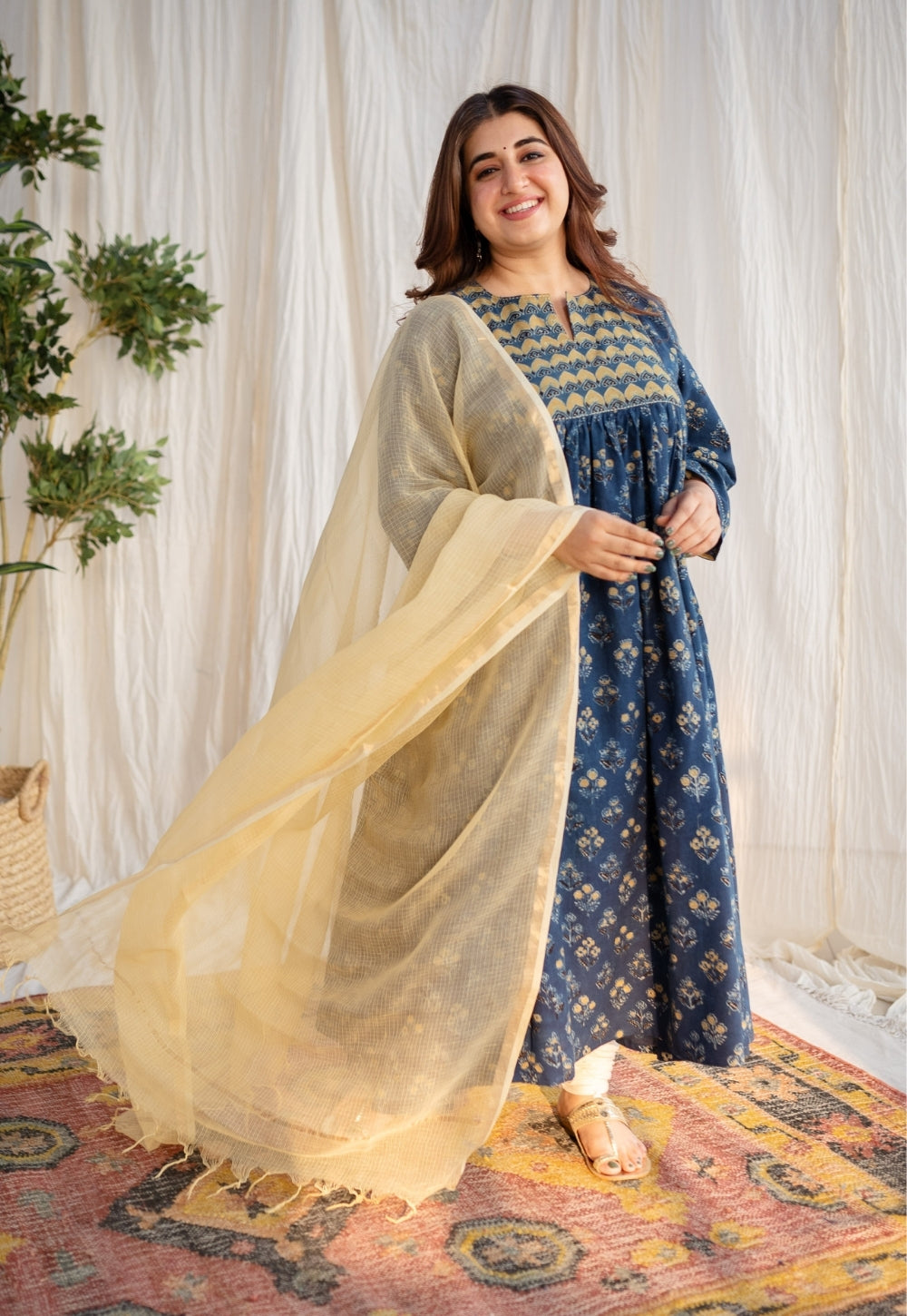 Yellow Kota Doria Cotton Dupatta