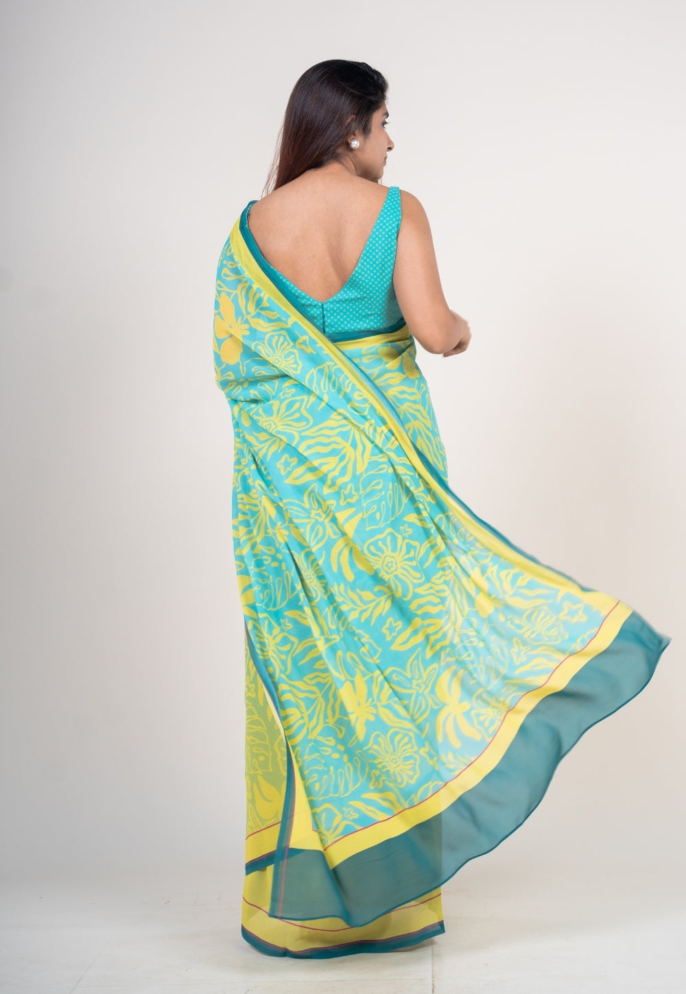 Mrinal Mint Green Georgette Printed Saree