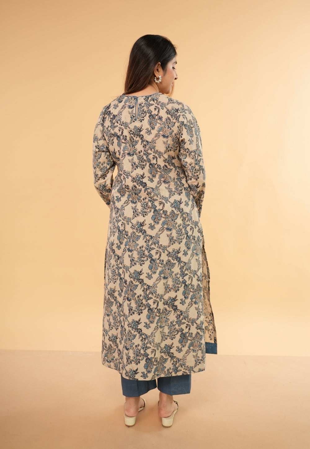 Tahira White Kalamkari Cotton A Line Kurta