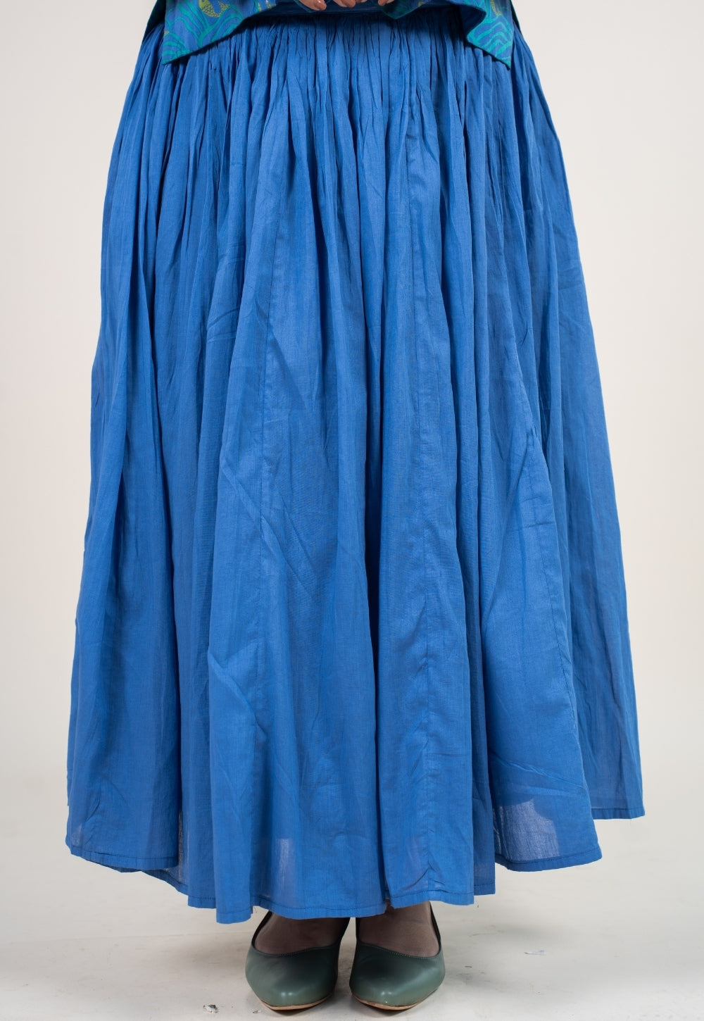 Eshal Ink Blue Solid Mul Cotton A Line Skirt
