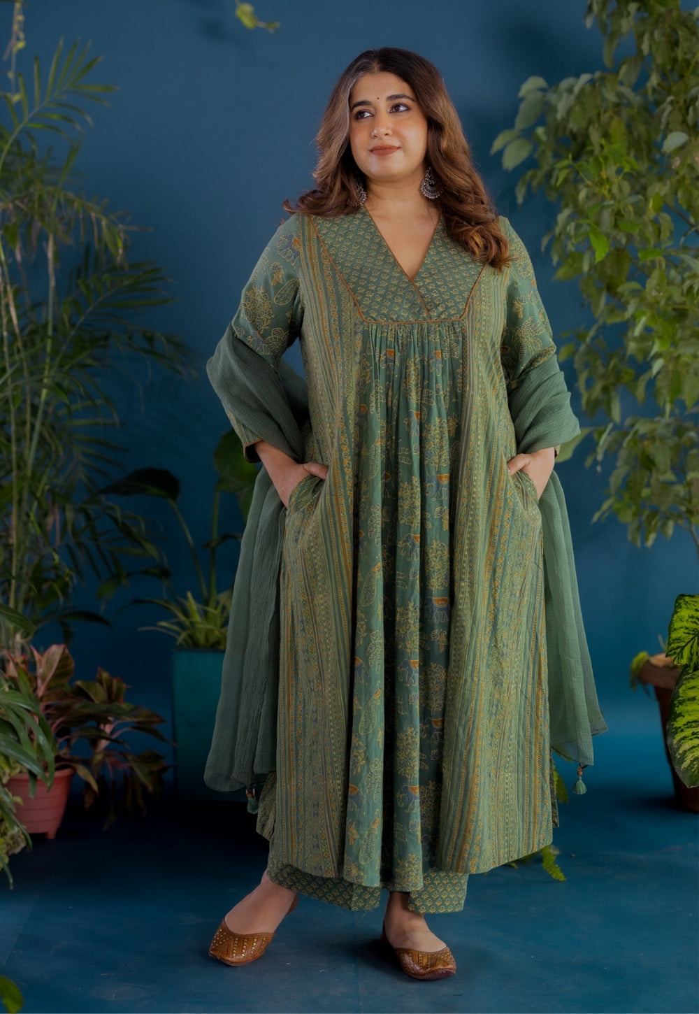 Green Solid Kota Doria Cotton Dupatta