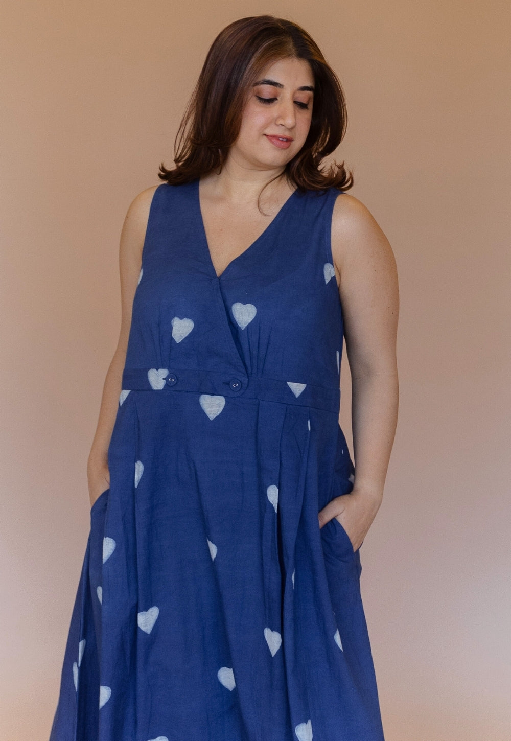 Libha Blue Dabu Cotton A Line Dress
