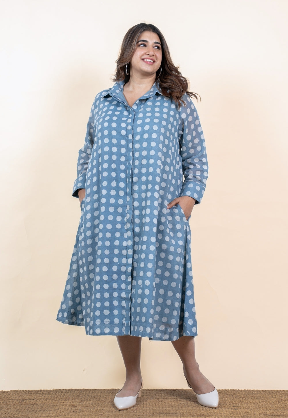 Samia Blue Batik MulMul A Line Dress