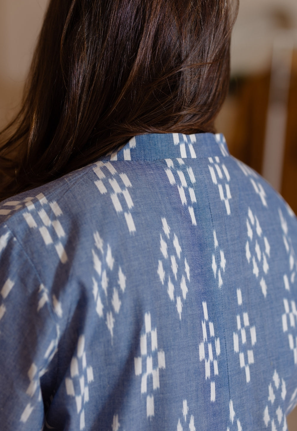 Ayaat Blue Handloom Ikkat Cotton Straight Kurta