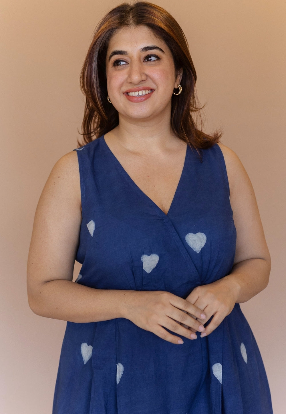 Libha Blue Dabu Cotton A Line Dress