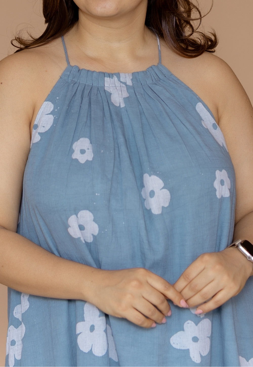 Zinal Blue Batik MulMul A Line Dress
