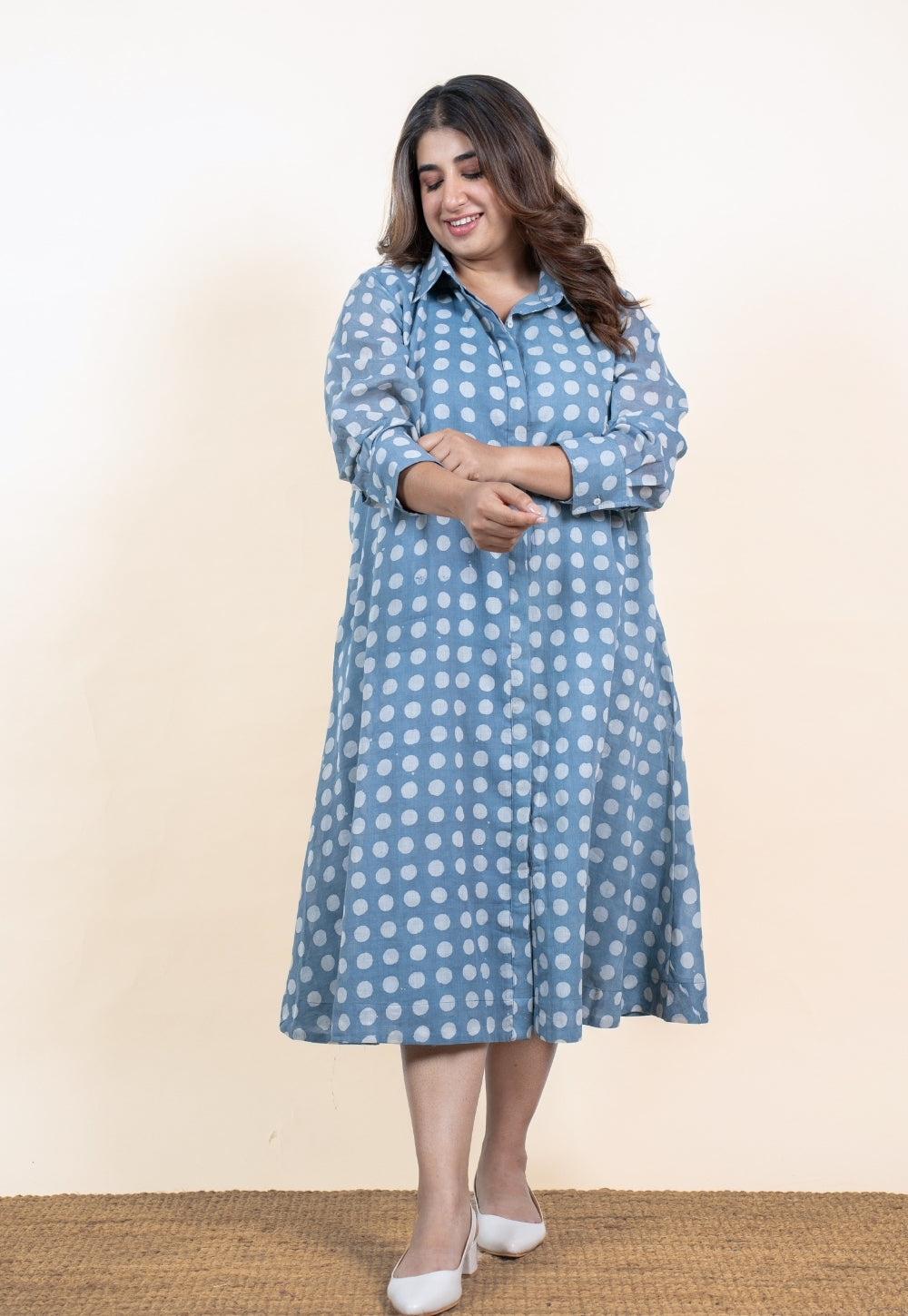Samia Blue Batik MulMul A Line Dress
