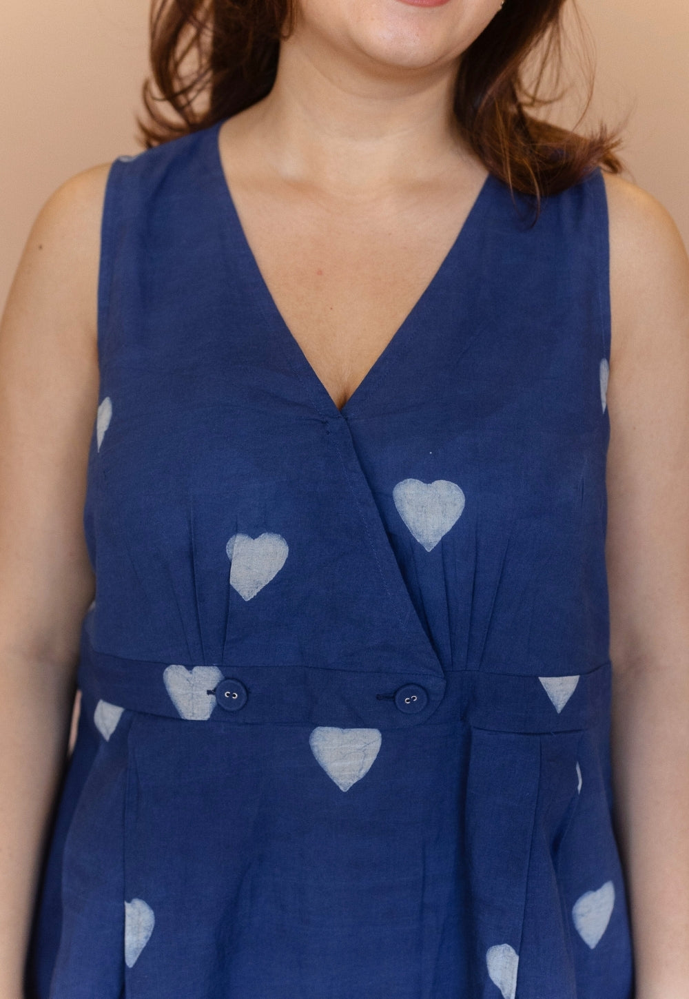 Libha Blue Dabu Cotton A Line Dress