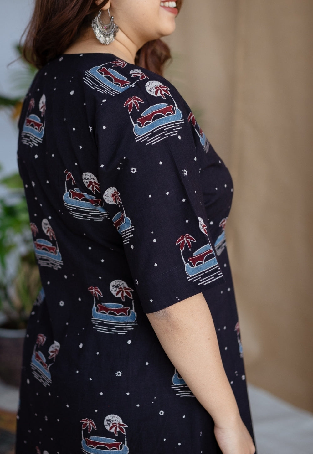 Kochi Ajrakh Black Cotton Dress