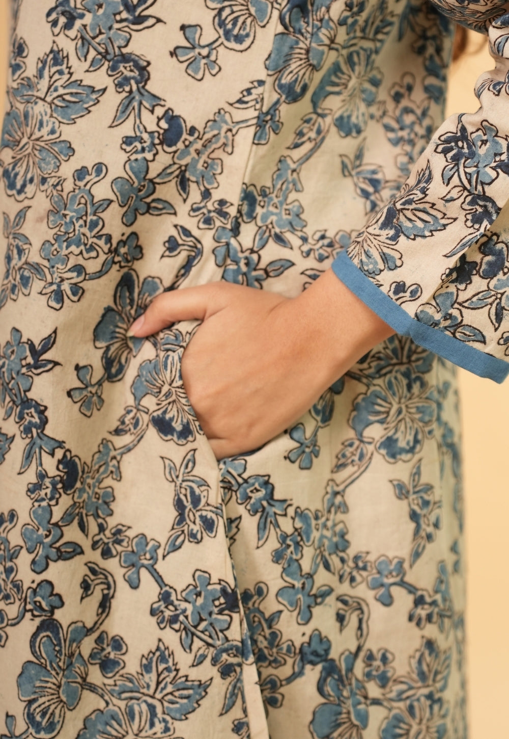 Tahira White Kalamkari Cotton A Line Kurta