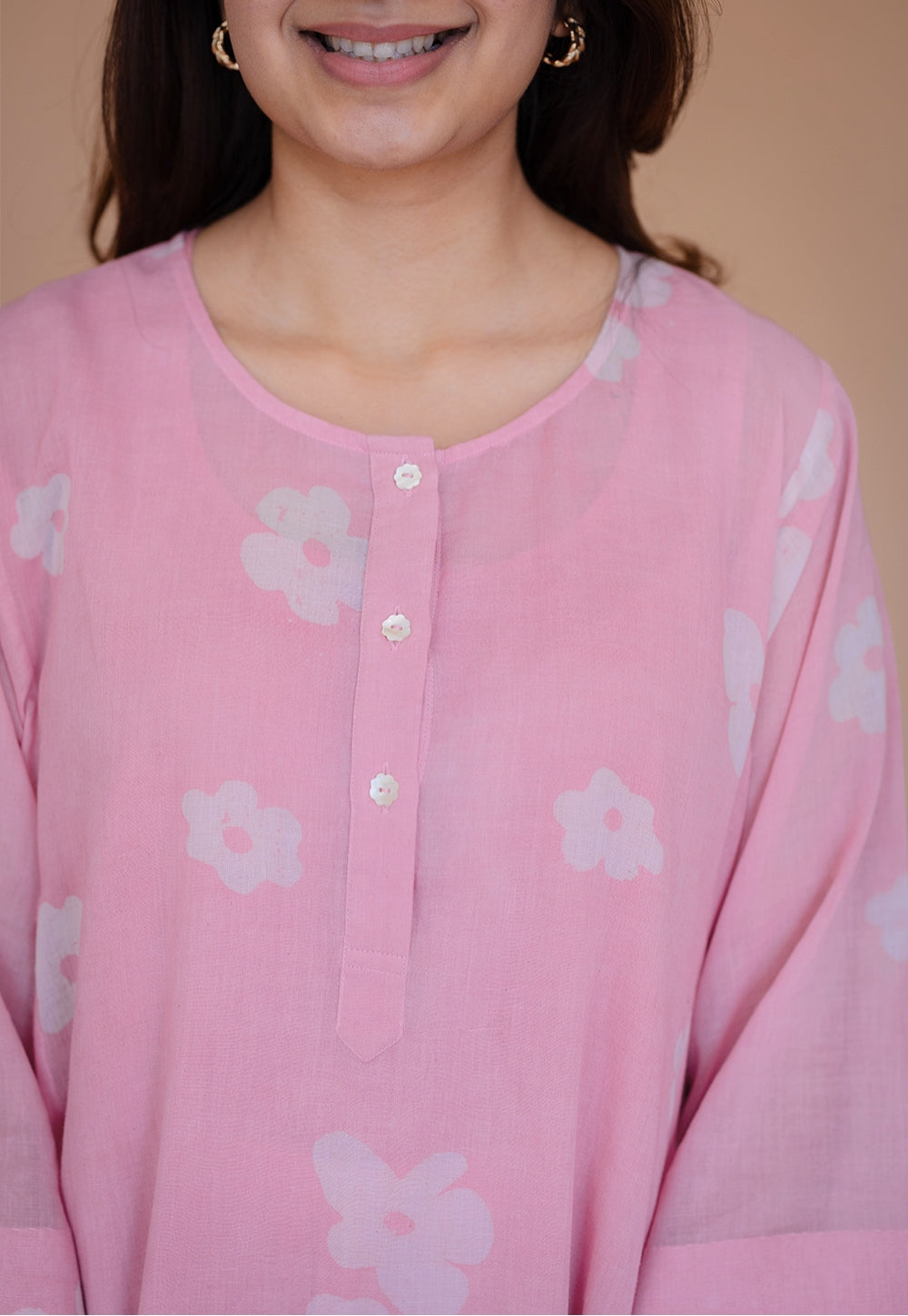 Alizah Pink Batik MulMul Jhabbha Kali Kurta Set (Set of 2 )