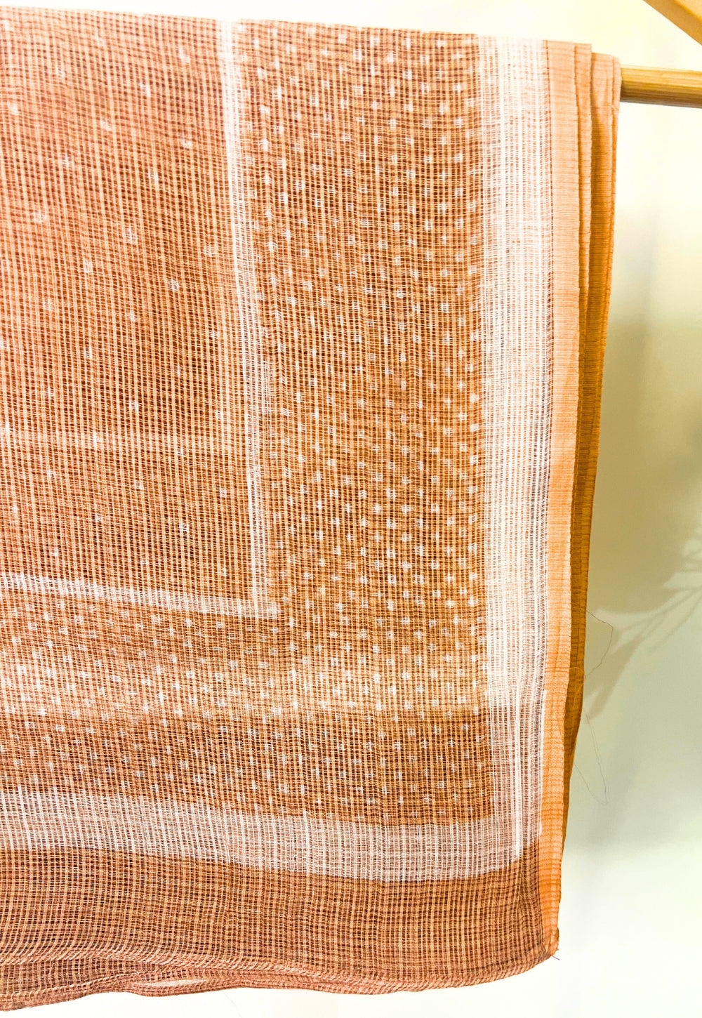 Orange Dots Hand Block Print Kota Doria Cotton Dupatta