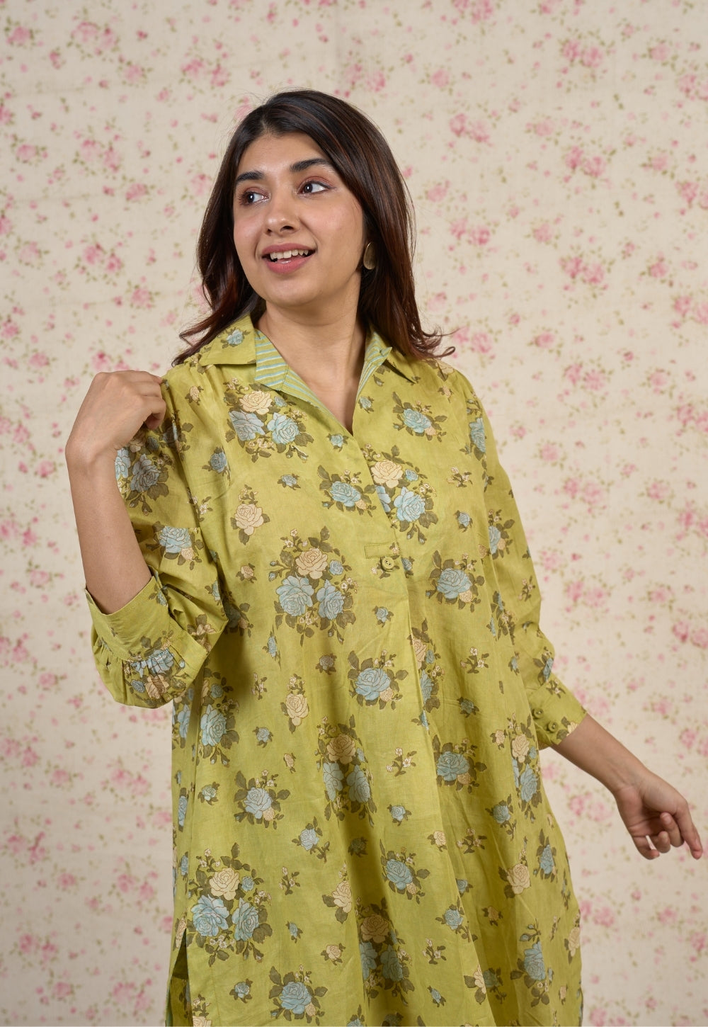 Grace Sanganeri Mul Cotton Straight Co-Ord Set