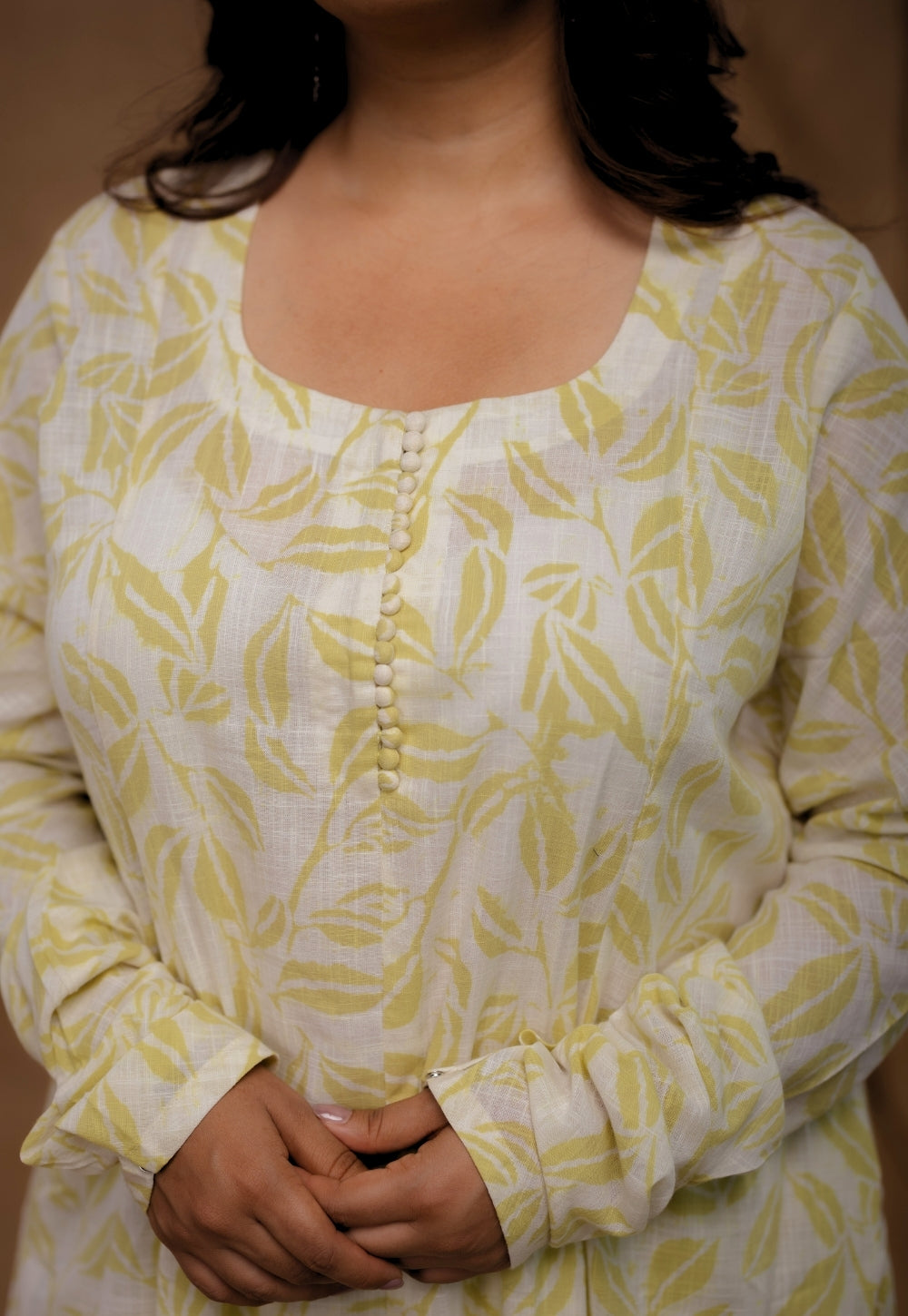 Akrita Green Hand Block Print Slub Cotton Kali Kurta
