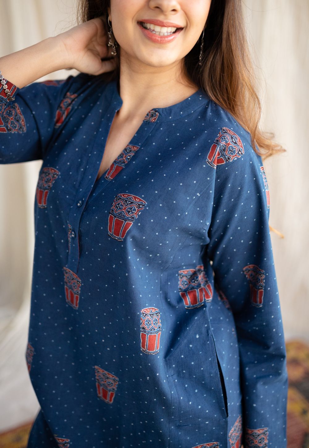 Bombay Irani Chai Indigo Ajrakh Cotton Kurta