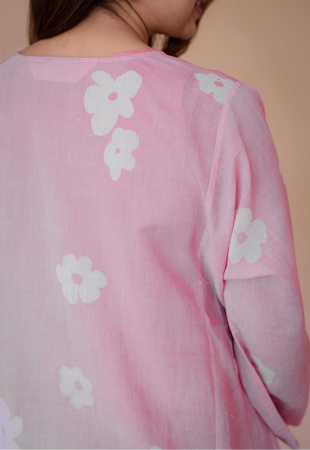 Alizah Pink Batik MulMul Jhabbha Kali Kurta Set (Set of 2 )