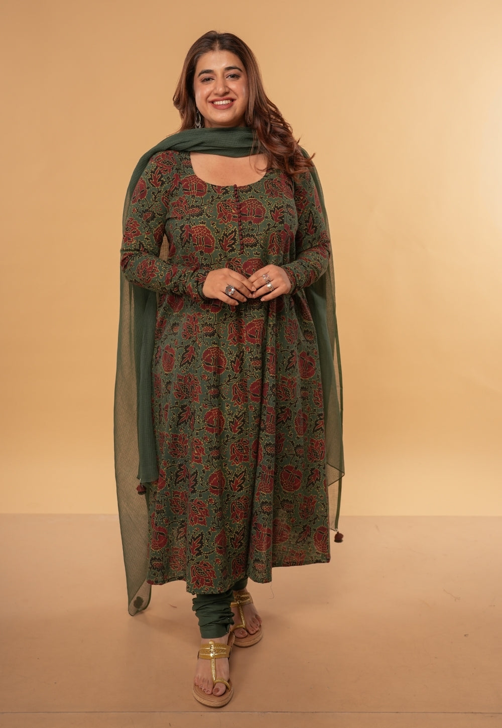 Green Solid Kota Doria Dupatta with Tassels
