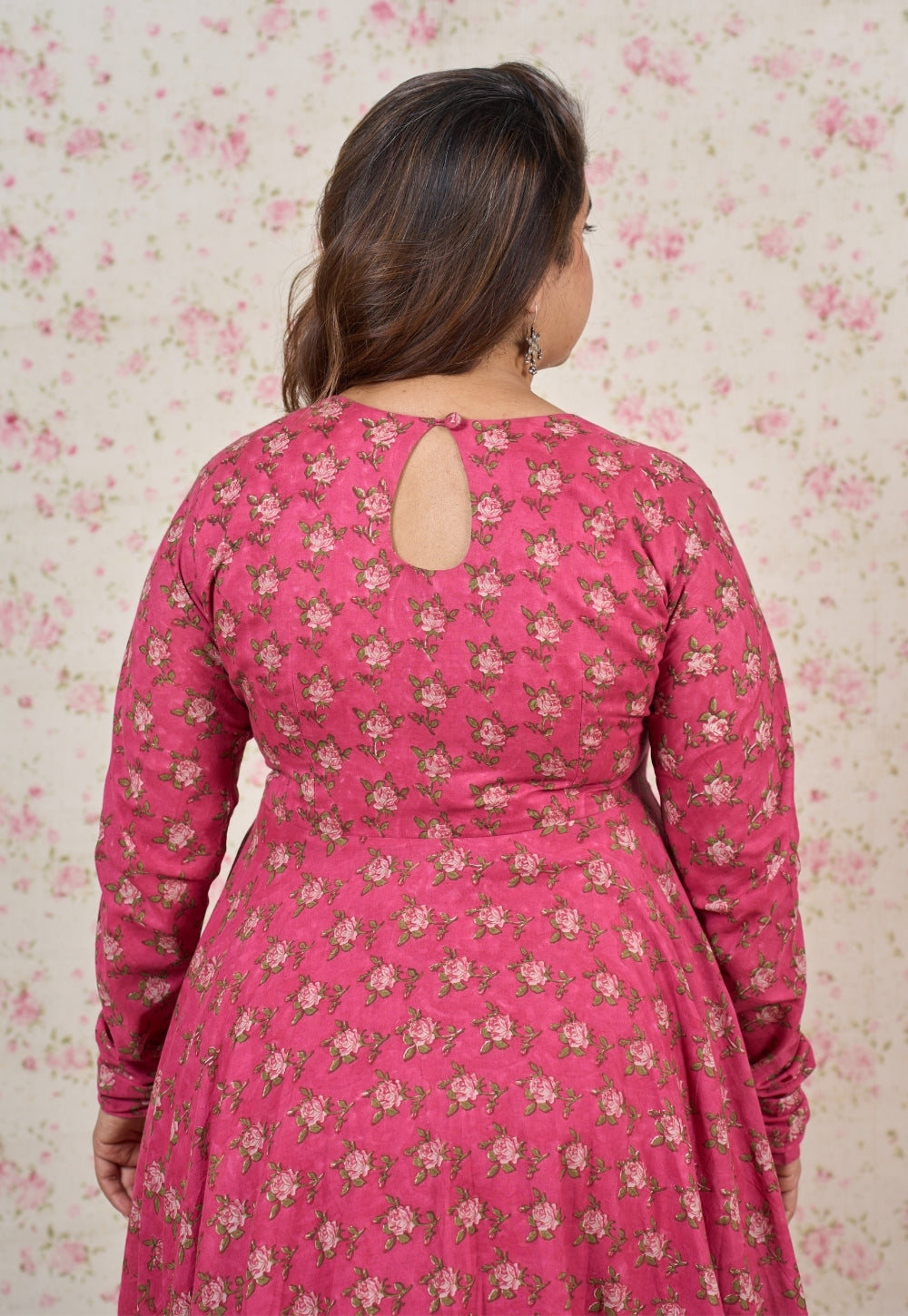 Julia Pink Sanganeri Mul Cotton A Line Kurta