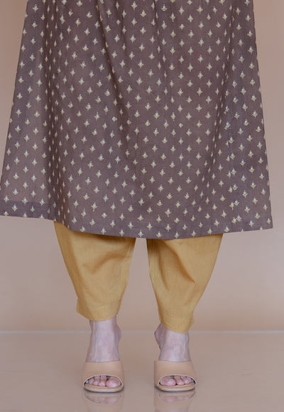 Tarin Yellow Solid Slub Cotton Afghan Pant