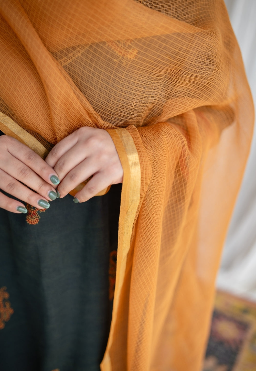 Mustard Kota Doria Cotton Dupatta
