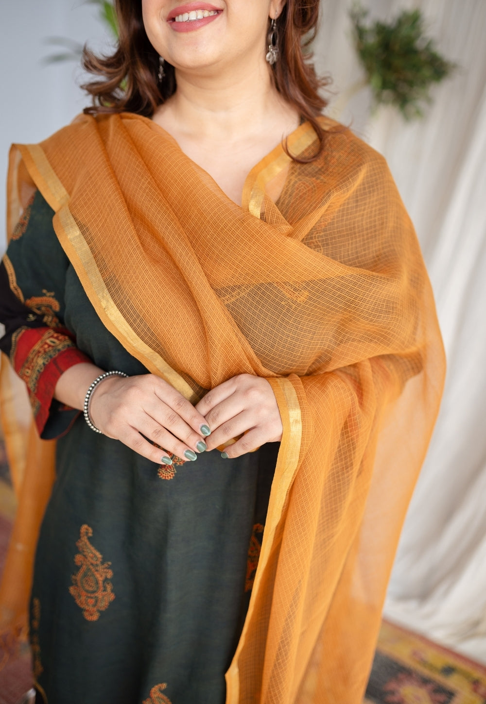 Mustard Kota Doria Cotton Dupatta