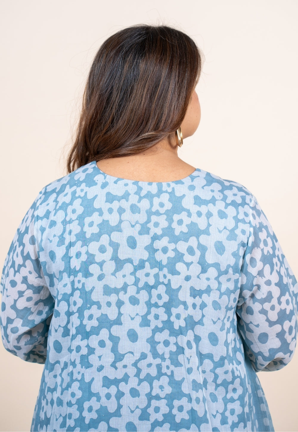 Ayesha Blue Batik MulMul A Line Dress