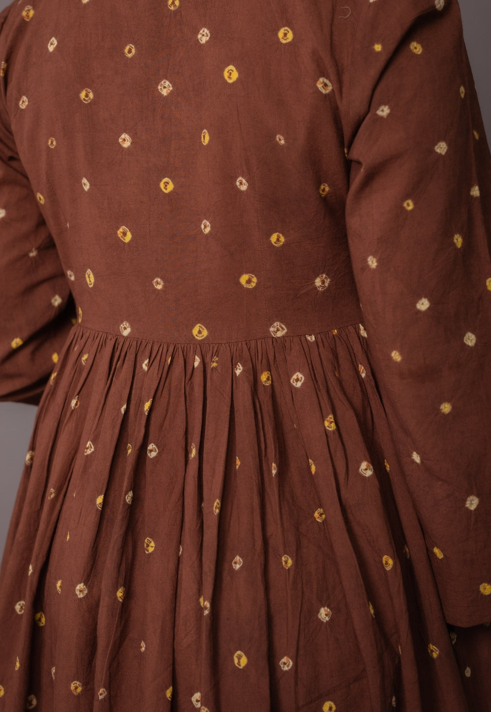 Trupti Brown Bandhani Cotton A Line Kurta