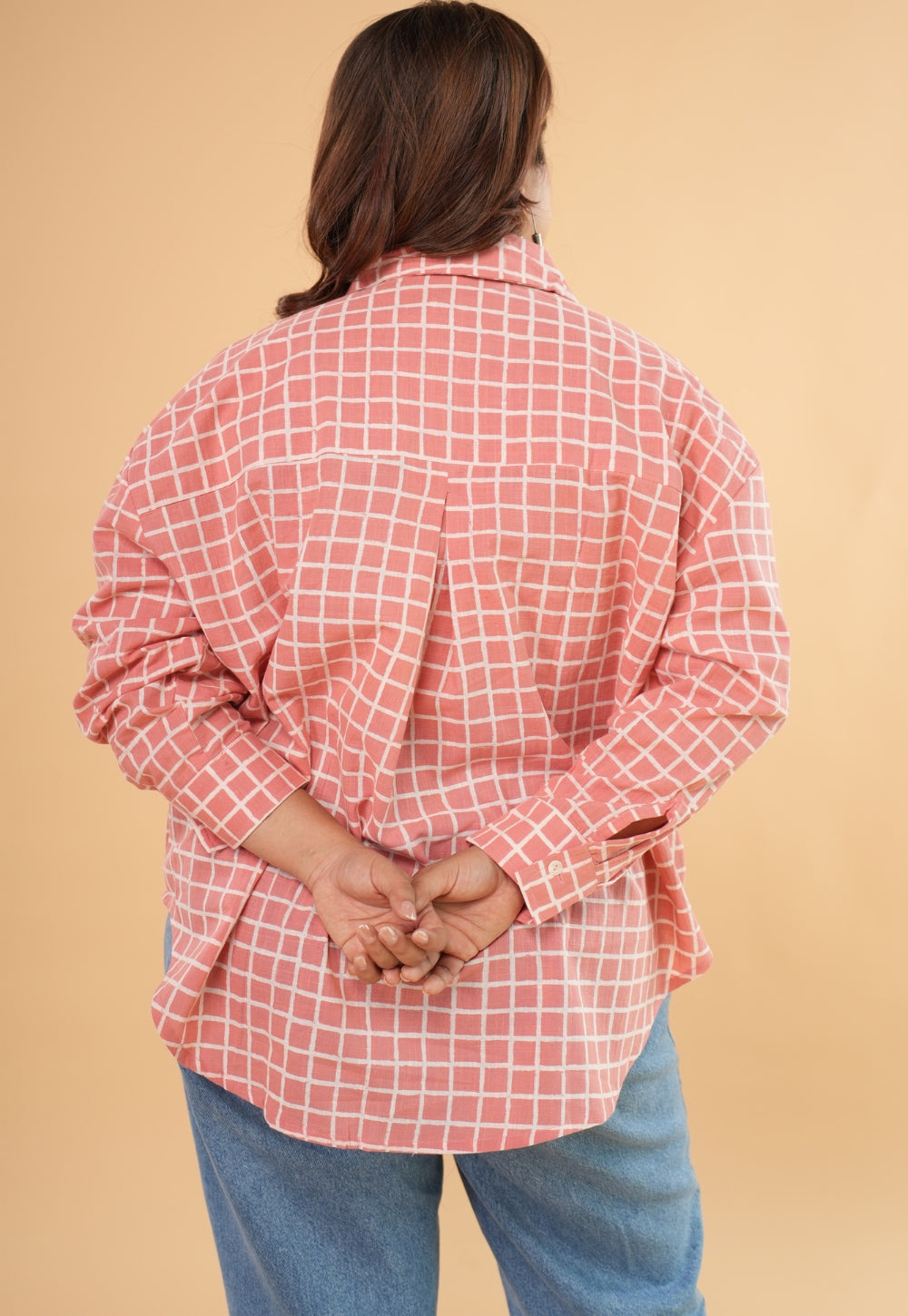Ruhi Red Hand Block Print Slub Coton Anti-Fit Shirt