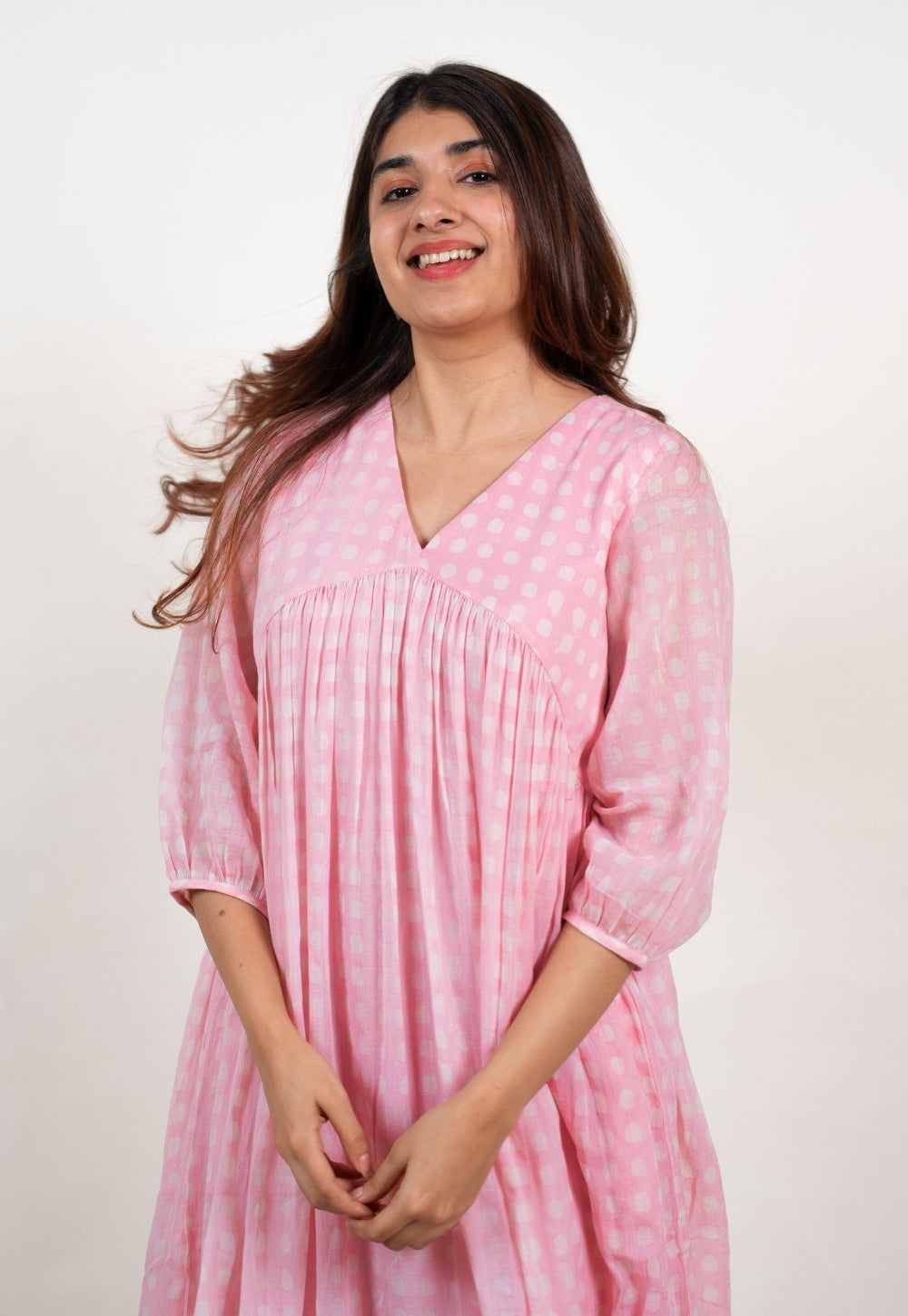 Alice Pink Batik MulMul A Line Dress