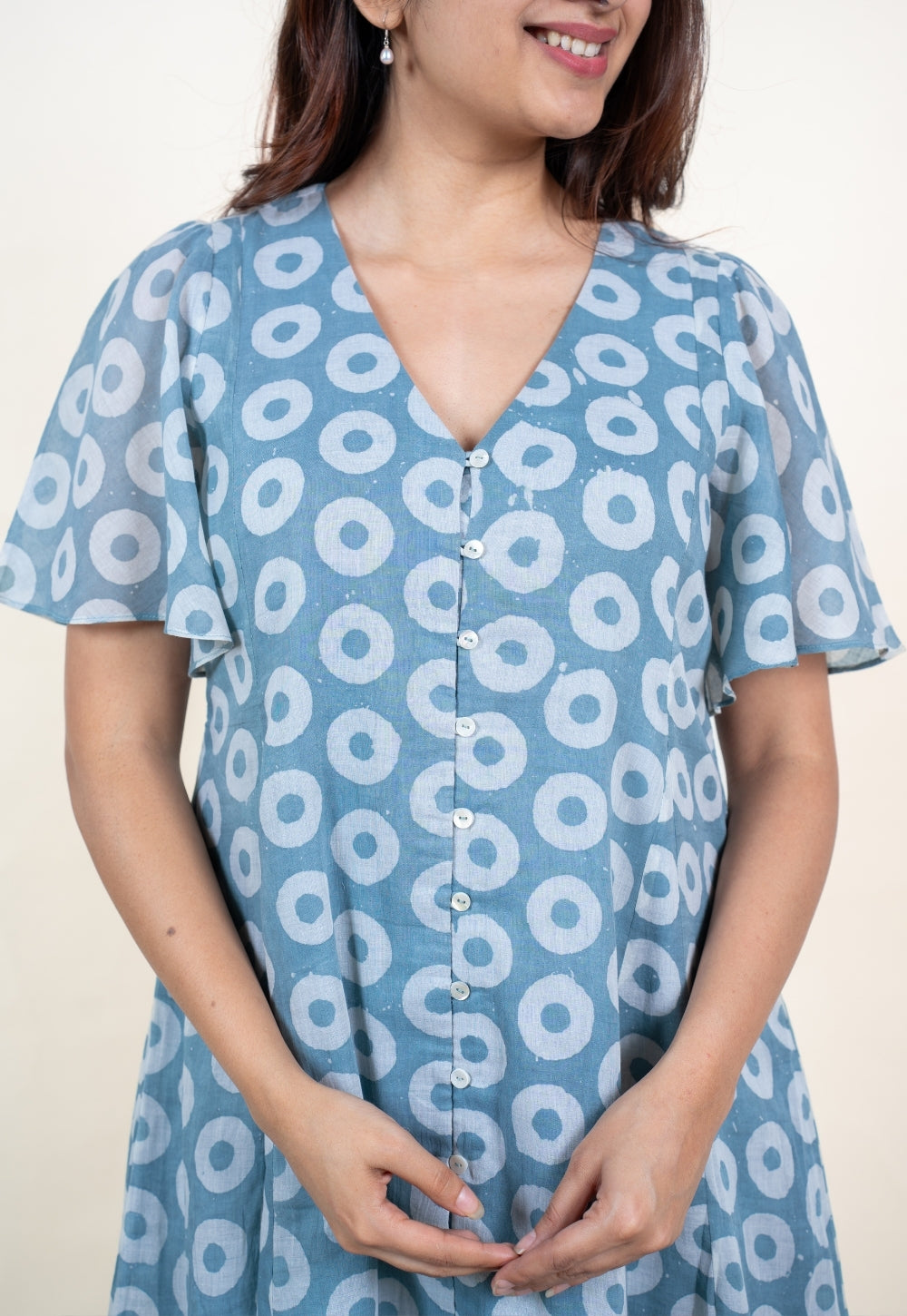Leah Blue Batik MulMul A Line Dress