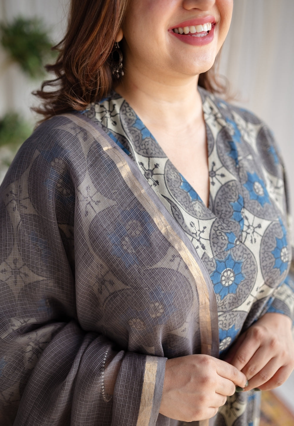 Grey Kota Doria Cotton Dupatta