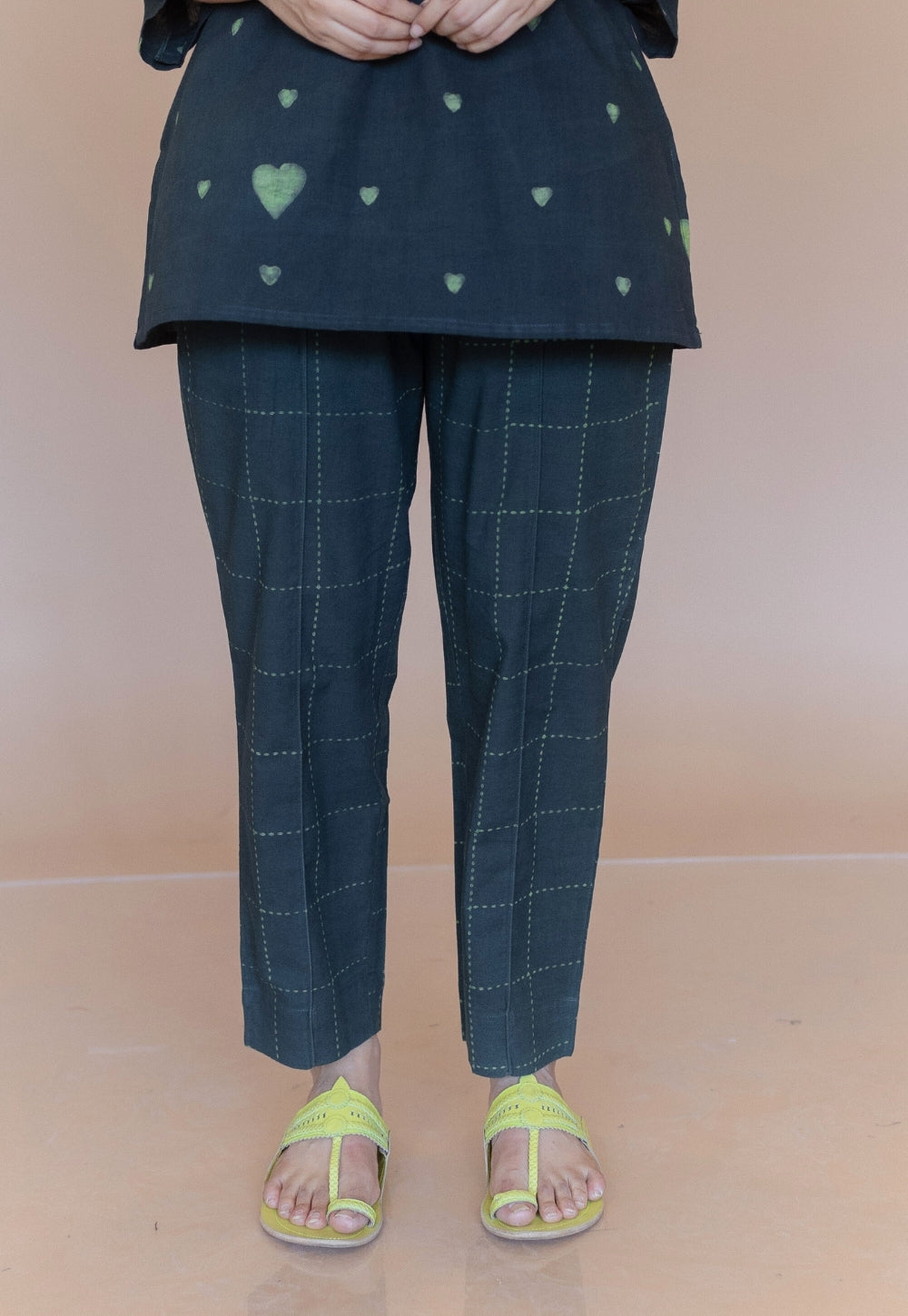 Myra Green Dabu Cotton Straight Pant