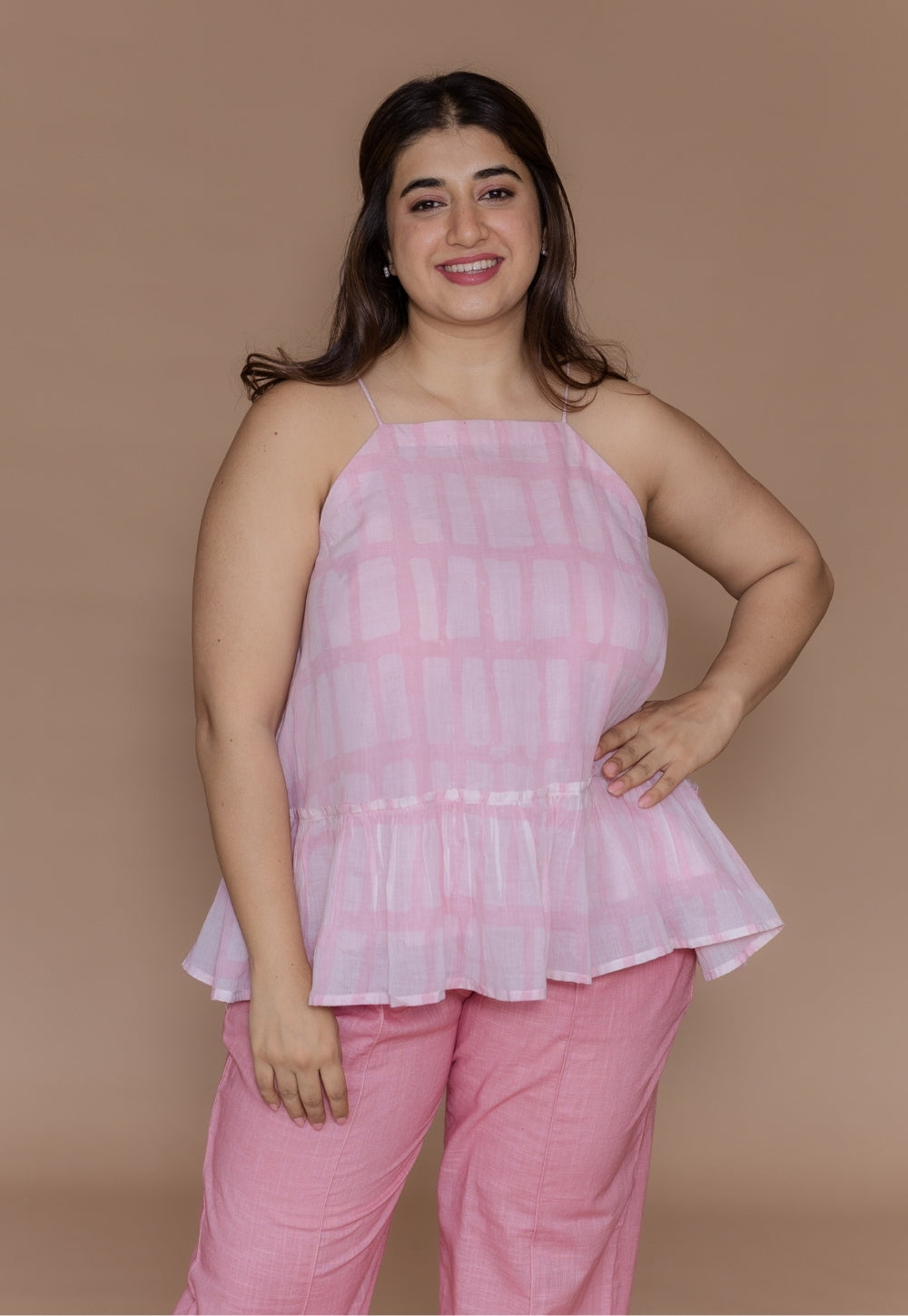 Zimi Pink Batik MulMul A Line Short Top