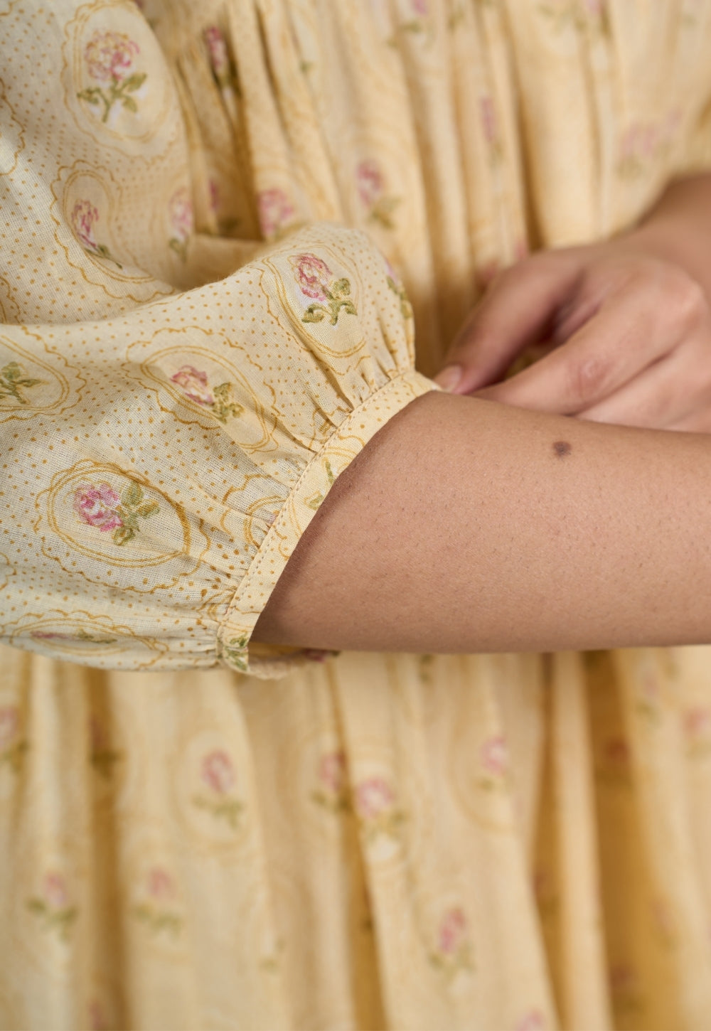 Alice Yellow Sanganeri Mul Cotton A Line Dress