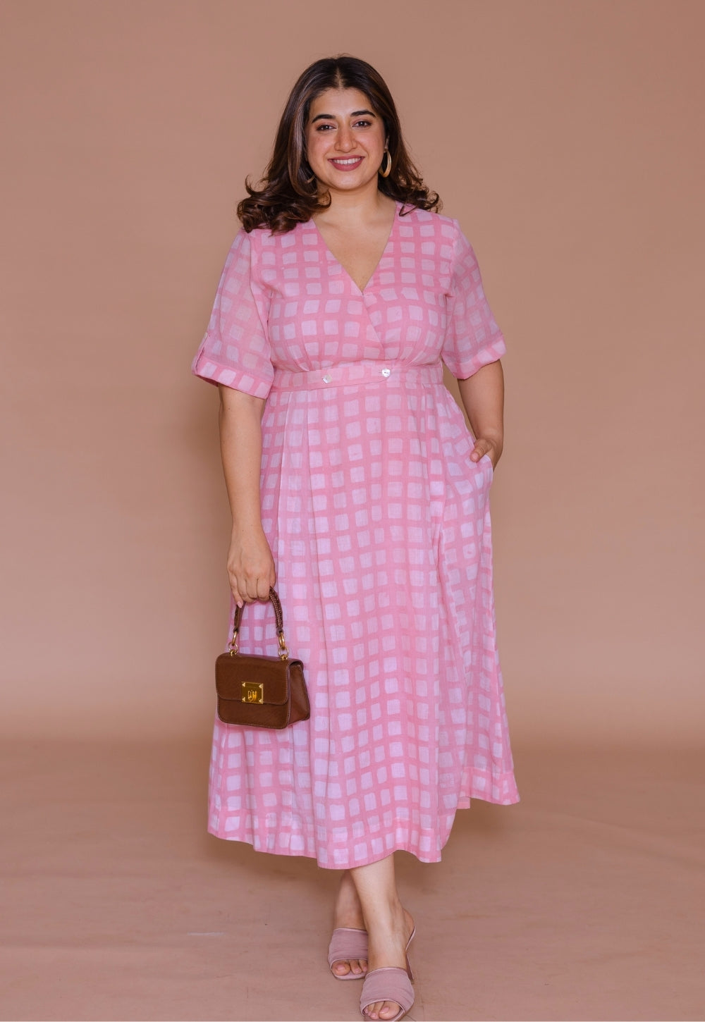 Kinza Pink Batik MulMul A Line Dress