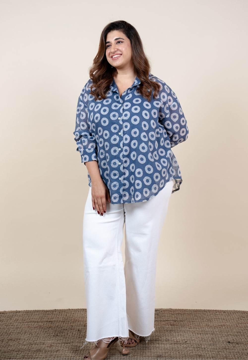 Ruhi Blue Batik MulMul Anti-Fit Shirt
