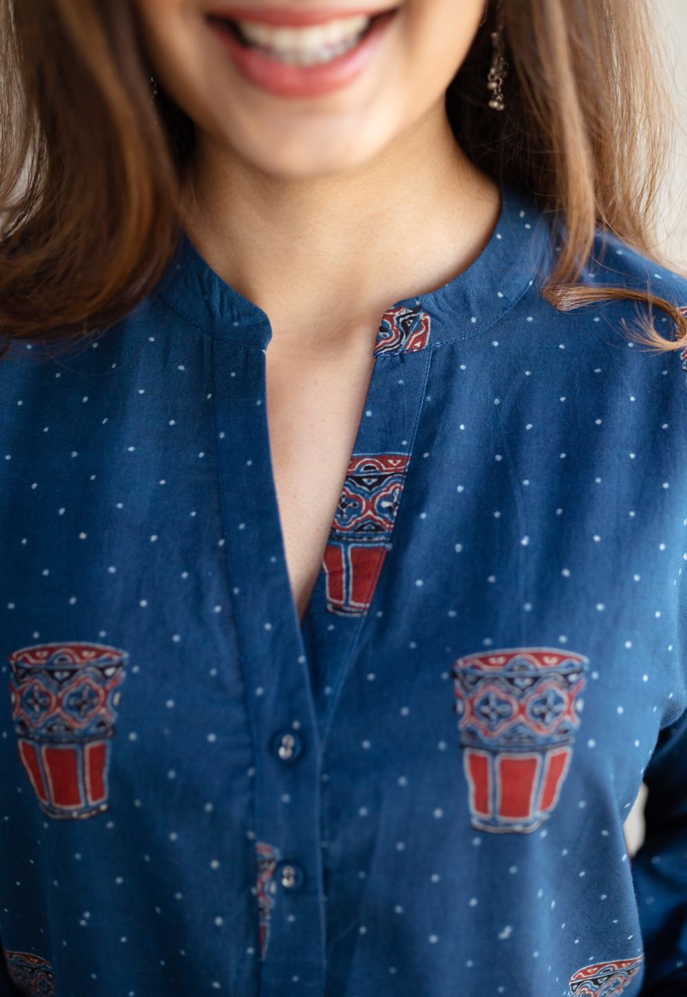 Bombay Irani Chai Indigo Ajrakh Cotton Kurta