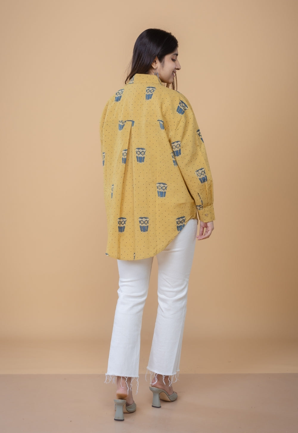 Ruhi Yellow Ajrakh Cotton Straight Shirt