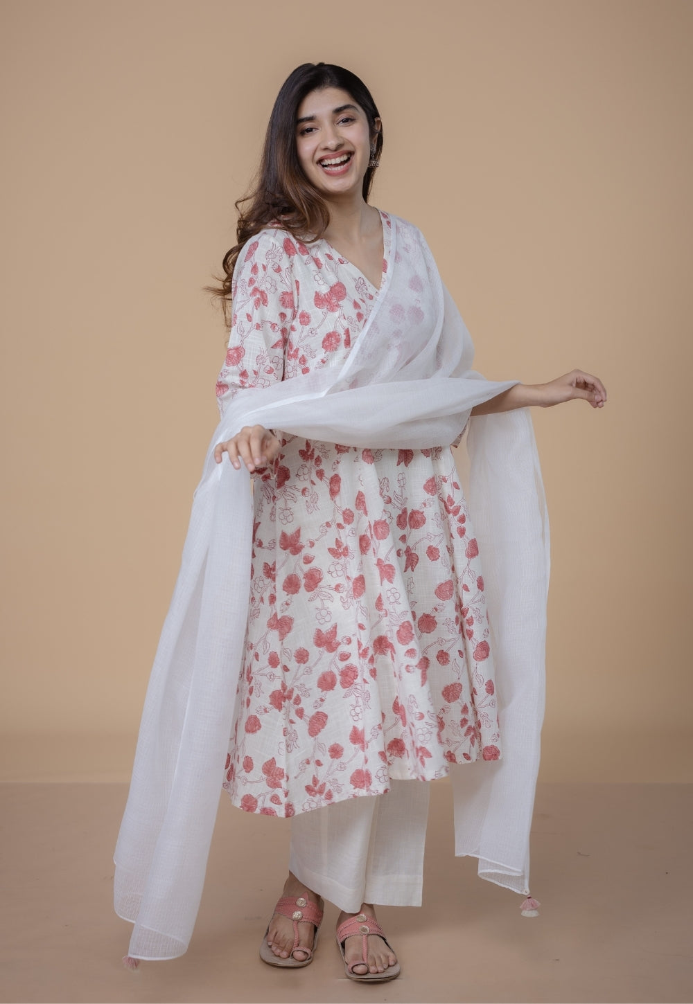 White Solid Kota Doria Cotton Dupatta