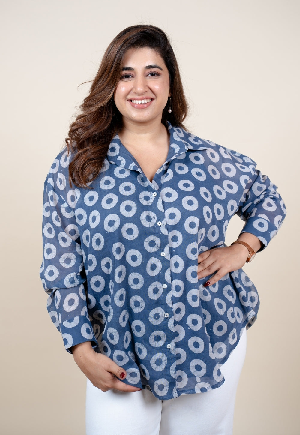 Ruhi Blue Batik MulMul Anti-Fit Shirt
