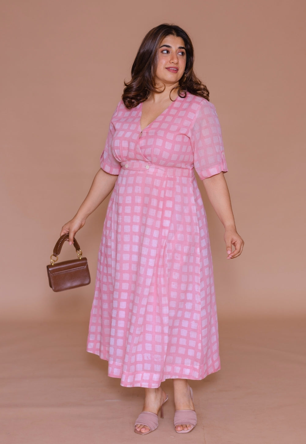 Kinza Pink Batik MulMul A Line Dress