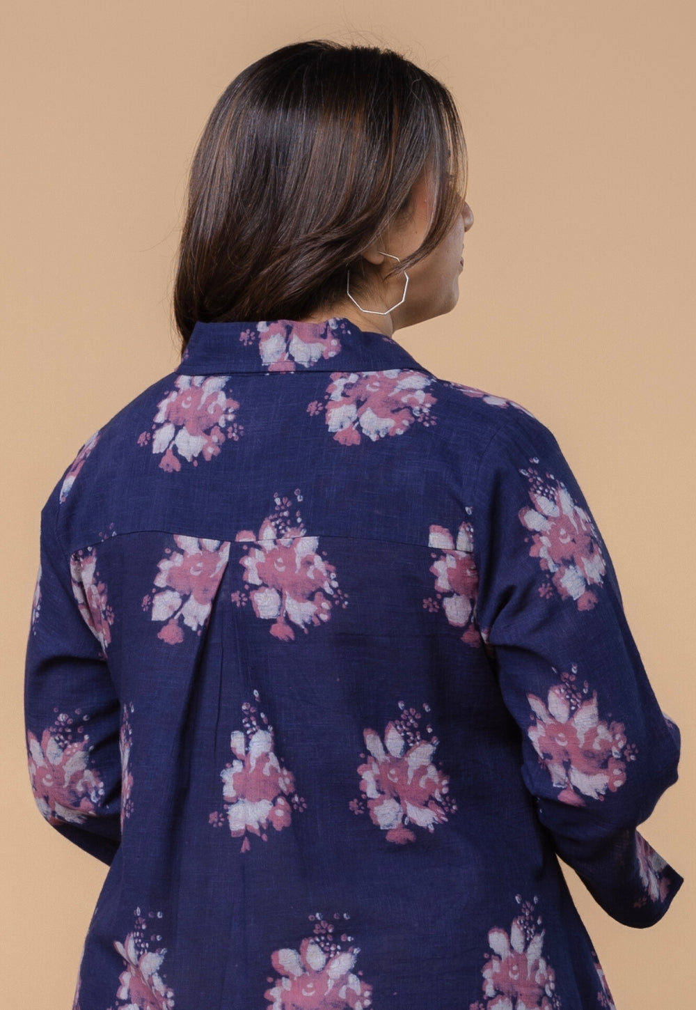 Simran Purple Dabu Slub Cotton A Line Kurta
