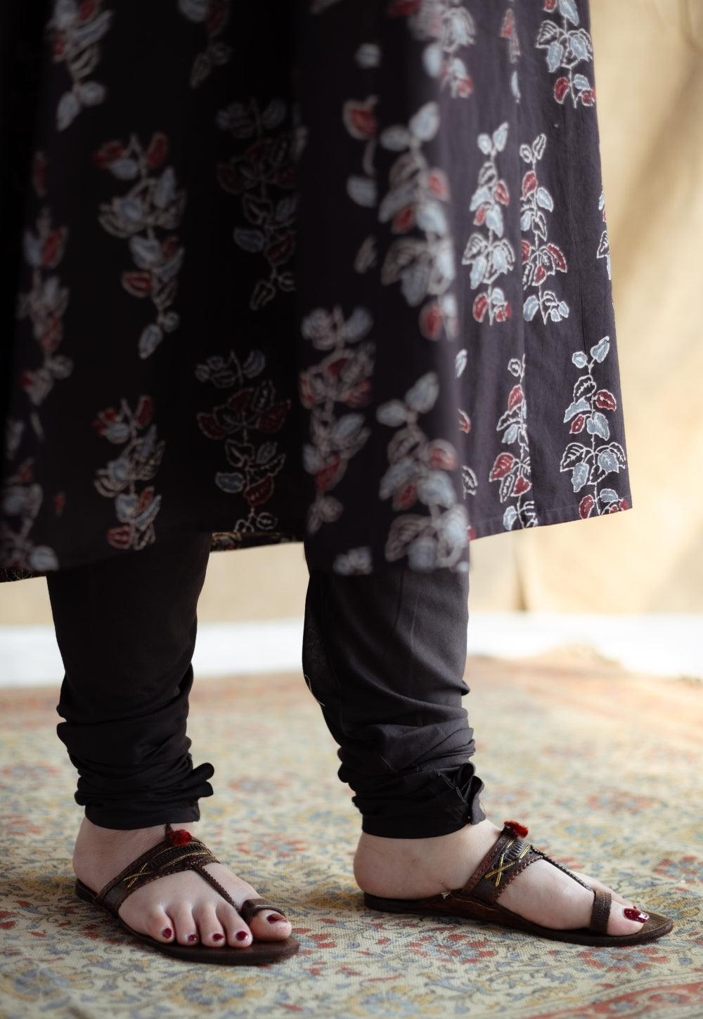 Akrita Black Ajrakh Cotton Kali Kurta