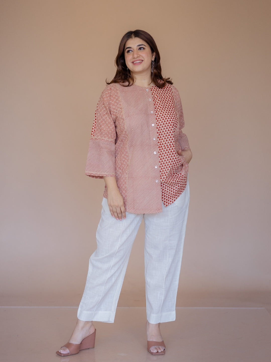 Palak Red Bagru Cotton Anti- Fit Short Top